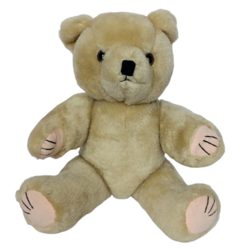 Vintage Tan Teddy Bear Stuffed Animal Plush 12.5 Inch